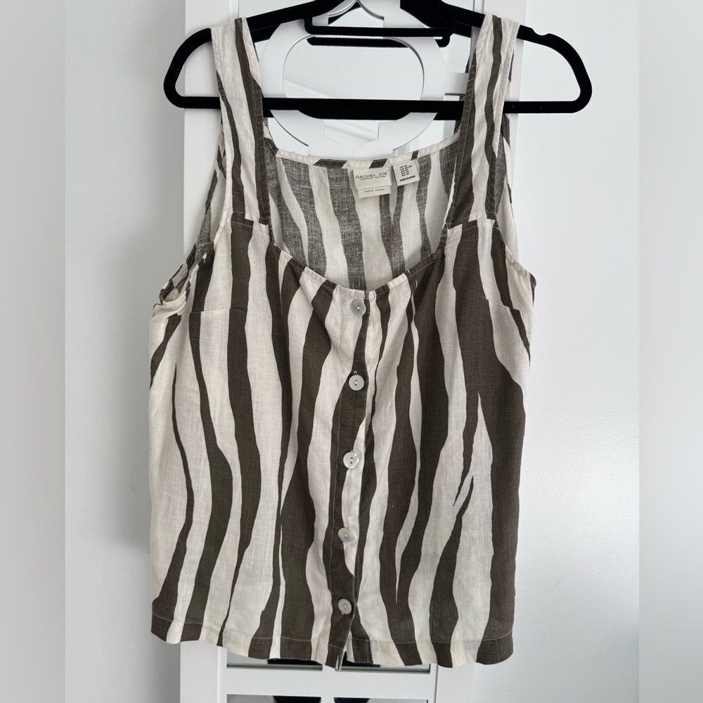 Rachel and Zoe Striped Button-Down Tank Top size XL
